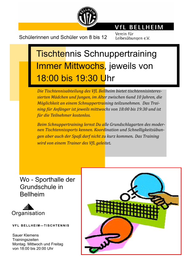 Tischtennis Schnuppertraining 2015